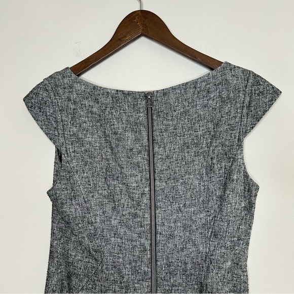 Ann Taylor Textured Cotton Blend Office Dress Boat Neck Black White Size 6 - Picture 7 of 9